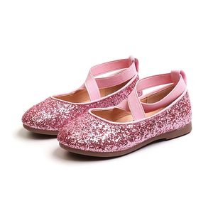 JGSHOWKITO automne mode filles chaussures brillant paillettes en cuir appartements pour grands enfants princesse doux chaussures de mariage paillettes 240311