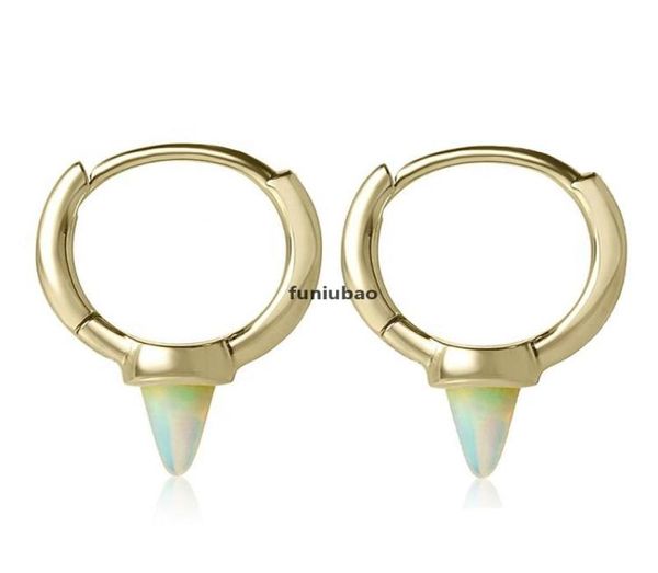 JH 925 STERLING SILE VERMEIL Jewelry Mini Small Huggie Hoop con Opal Turquoiss Spike Earring para mujeres CX2008019850543