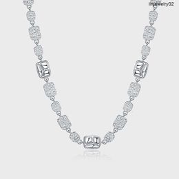 JH Snelle levering Fijne sieraden 925 sterling zilver VVS Moissanite Diamond Classic Cluster Bling Tennisketting