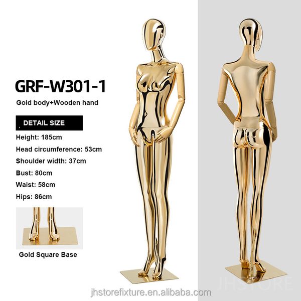 JH carré épaule de luxe Boutique Mannequins d'or réglable Modèle féminin de vêtements féminins Femelle Corps