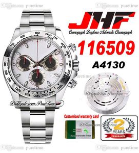 JHF 40 A4130 Montre chronographe automatique pour homme Lunette tachymétrique marron Cadran blanc noir Bracelet OysteSteel avec carte de garantie Super Edition Puretime H8