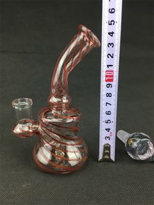 Narguilé en verre transparent bande rouge pipe à fumer pour plate-forme pétrolière, bong 14mm commun concessions de prix directes d'usine