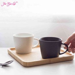 Jia Gui Luo Ceramic 280 ml Coffee Cups Coffe Cup Ceramic Cup Mokken Coffeeware Japanese Stripe Style G009 T220810