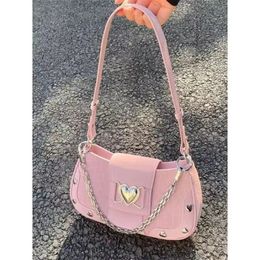 JIAERDI Grils Y2k sac à main femmes Vintage doux Cool coeur chaîne rose sous les bras sac femme Fairycore esthétique sac à bandoulière 240226