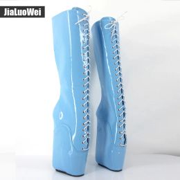 Jialuowei Brand 18cm super haut talons coins bottes de ballet Femmes Stange Talons en cuir breveté