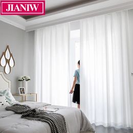 Jianiw super doux luxueux mousseline de mousseline de mousseline de soie blanche solide rideau pour le salon chambre de décoration de chambre à coucher voile tulle cortina 240429