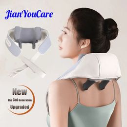 JianYouCare-masajeador eléctrico para cuello, hombros y cuerpo, amasado calentado, Shiatsu, chal, máquina de masaje de espalda cervical, alivio profundo del dolor 240118