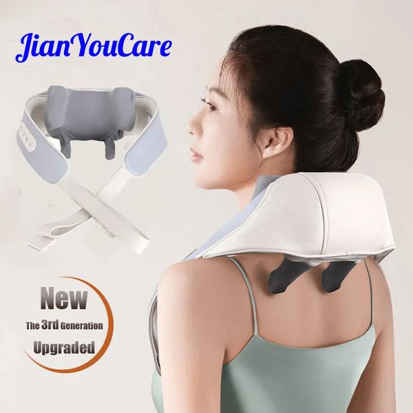 JianyouCare cuello eléctrico Masabraz de hombro con calefacción amasado shiatsu chal cervical back masaje máquina aliviar la fatiga 240408