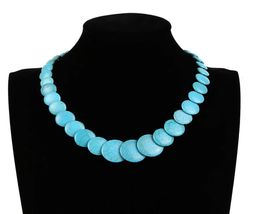 Jiasha Women039s Bijoux National Style Turquoise Collier de perles courts4826207