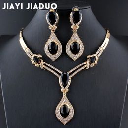 Jiayijiaduo mode américaine ensembles de bijoux de mariage Goldcolor charme femmes vêtements d'été accessoires jours bleu cristal en gros 240125