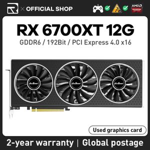 JIEHSUO RX 6700XT 12GB carte graphique AMD Radeon trois ventilateurs GDDR6 192Bit 7nm PCI Express 4 carte vidéo prend en charge GPU de bureau