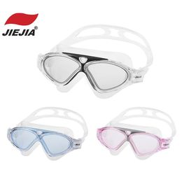 Jiejia Big Frame Pleins de baignade professionnels pour hommes Femmes Swim Lunes Anti-Fog HD Silicone Silicone Eyewear 240506