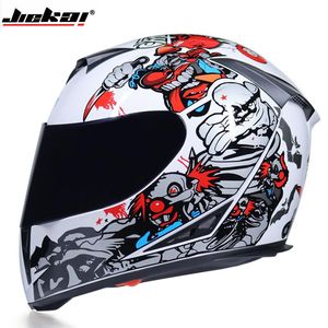 Casco de motocicleta de cara completa aprobado por Jiekai DOT forro lavable con doble lente Casco de carreras de liberación rápida Casco Casque Moto