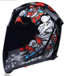 Jiekai casque de moto hommes et femmes casque intégral couverture complète personnalité quatre saisons double lentille locomotive chaud antibuée h9928303