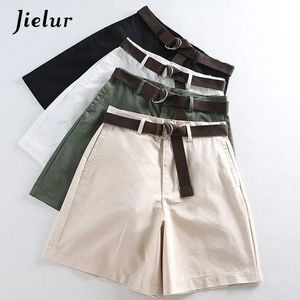 Jielur Shorts All-Match 4 Effen Kleur Sjerpen Casual Shorts Dames A-lijn Hoge Taille Slanke Korte Femme Chic S-XXL Dames Bottom 240311