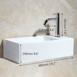 Jieni Blanco Blanco Cerámico Washbasin Lavato Cuenca Baño Baño Baño Combine la cubierta Mezcladores de grifo de latón montados