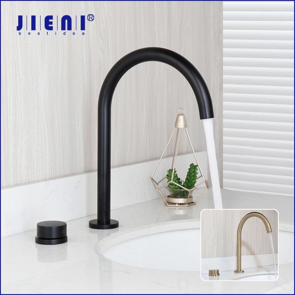 Jieni Matte Black Bathtub Robinet Baignet 2 PCS Basin de lavabo Robinet Chrome Vanité Vanité Robinet Brackaged Gold Mixer Tap Robinet