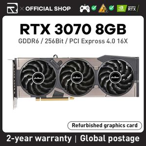 JIESHUO RTX 3070 8GB Nvidia Geforce Tarjeta gráfica GDDR6 256bit Triple ventilador GPU PCIE 4.0X16 Soporte para computadora de juegos de escritorio