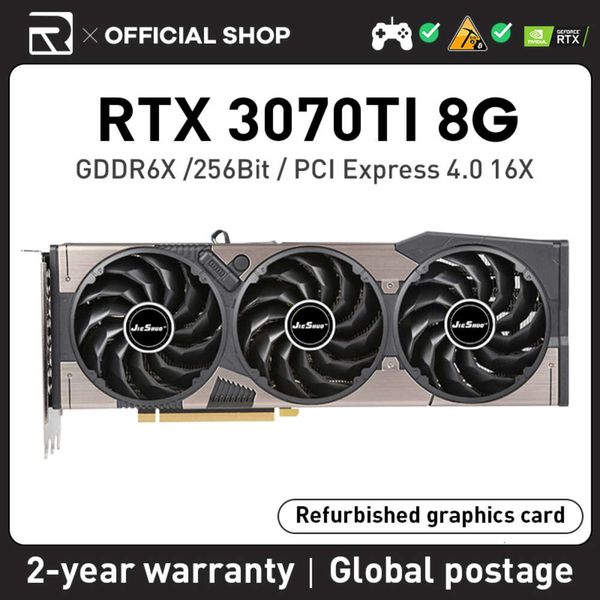 JIESHUO RTX 3070TI 8GB carte graphique Nvidia GeForce trois ventilateurs 6144 GDDR6X 256bit PCIE4.0x16 prise en charge ordinateur de bureau de jeu