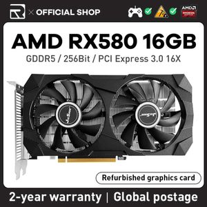 JIESHUO rx 580 16g 2048sp GDDR5 Video game grafische kaart 256Bit GPU PCI-E 3.0 amd rx580 16gb Voorkeur desktop PC kantoor 580 rx