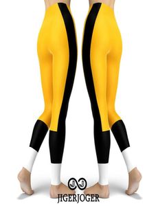 JIGERJOGER Yoga broek Sportlegging Hockey Team Voetballegging cb heren leggings gym workout broek geel zwart witte patches3175352