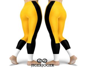 JIGERJOGER Yoga broek Sportlegging Hockey Team Voetballegging cb heren leggings gym workout broek geel zwart witte patches7152557