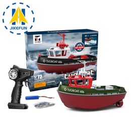 JIKEFUN 686 Rc bateau 2.4G 172 puissant double moteur longue portée télécommande électrique sans fil remorqueur modèle jouets pour garçons cadeau 240223