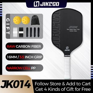 JikeGo RCF Picleball Paddle T700 Raw Carbon Fiber 5,5 inch grip 16 mm augurkballen Racket JK014 volwassen gebogen top smalle cel pp 240425