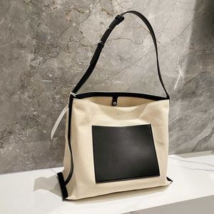Bolso de compras de lona para mujer, bolso de diseñador de gran capacidad con contraste de Color, bolso de hombro para estudiante