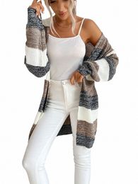 Jim NORA Automne Femmes Cardigan Col V Pull Tricoté Fi Chaud Vacances Cardigan Colorblock Soild Couleur Manteau D0cs #