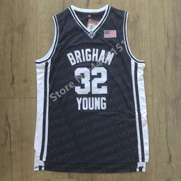 Jimmer Fredette # 32 Basketball Stiched Jersey Brigham Young Navy Blue College Basketball Jersey Personnalisé personnalisé tout numéro de nom XS-5XL