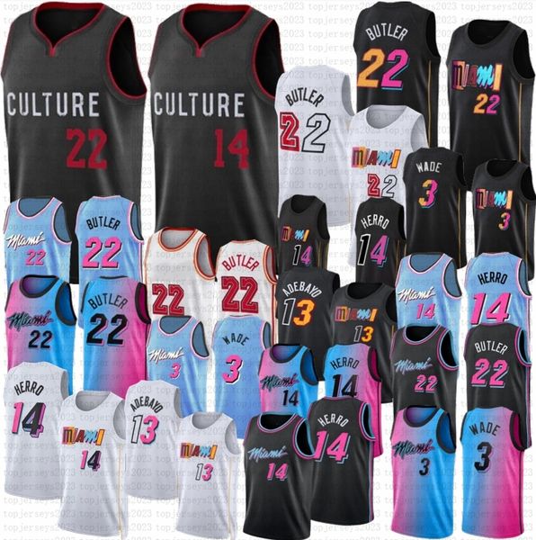 Jimmy Butler Adebayo Maillot de basket-ball Miamis Dwyane Wade Tyler Herro Chemise édition 2024 Rose