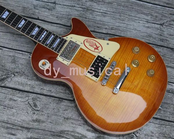 Jimmy Page numéro deux JP n ° 2 Tobacco Sunburst Guitar Guitar Mahogany Body, Flame Maple Top Poux, Chrome Grover Taillers C123