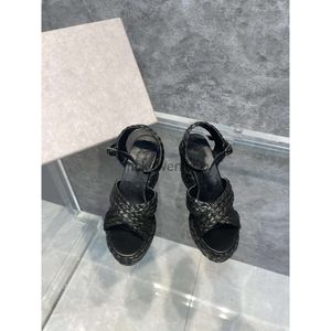 Jimmyness Choo Sandalias Zapatos nuevos de alta calidad Cuña para mujer Cuero esmerilado hecho a medida Versión coreana de la plataforma impermeable Parte inferior gruesa