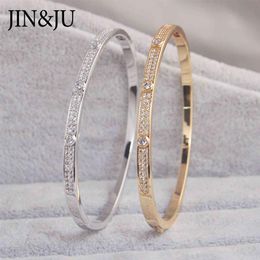 JINJU – bracelets à breloques couleur or pour femmes, cadeau d'anniversaire, en cuivre, zircone cubique, manchette, bijoux à la mode de dubaï, 210a