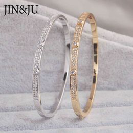 Jinju Gold Color Charm Braceletsbangles for Women Birthday Gift Copper Cumbic Zirconia Cuff Braclet Femme Dubai Fashion Jewelry 256J