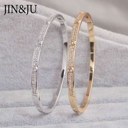 Jinju Gold Color Charm BraceletSbangles For Women Birthday Gift Copper Cubic Zirconia Cuff Braclet Femme Dubai Fashion Jewelry 249r