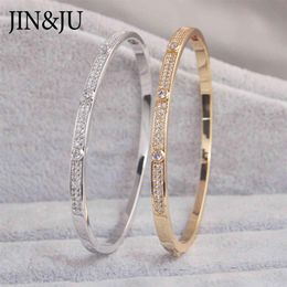 JINJU – bracelets à breloques couleur or pour femmes, cadeau d'anniversaire, en cuivre, zircone cubique, manchette, bijoux à la mode de dubaï, 231T