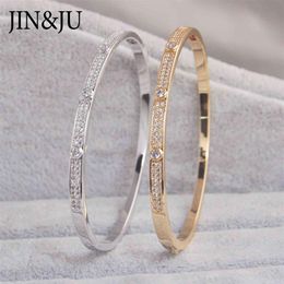 JINJU – bracelets à breloques couleur or pour femmes, cadeau d'anniversaire, en cuivre, zircone cubique, manchette, bijoux à la mode de dubaï, 3100