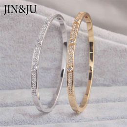 JINJU Goud Kleur Charm ArmbandenBangles Voor Vrouwen Verjaardagscadeau Koper Zirconia Manchet Armband Femme Dubai Mode-sieraden289G