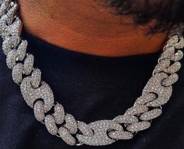 Jinao 16 mm20 mm miami fermoir chaîne de liaison cubaine collier argent collier glacé en zircone cubique bling hip hop pour hommes bijoux 2202124154717