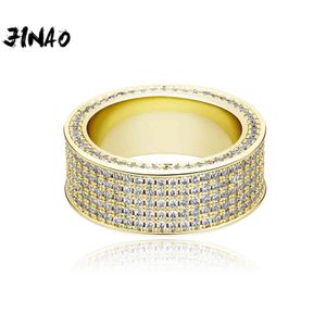 Jinao 2021 5 Rijen Zirkoon Heren Hoge kwaliteit Iced Out Charm AAA + Cubic Zirconia Mannen Ring Sieraden voor Gift