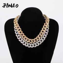 Collier de chaîne cubaine Jinao, boucle de boîte de 14 mm et 20 mm, microphone de glace CZ, chaîne en or, bijoux brillants de luxe, mode hip-hop pour hommes Q0809