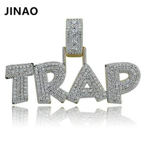Jinao Mode AAA Trap Hanger Ketting Letter Bling Cubic Zirkoon Iced Out Chain Micro Pave Mannen Vrouwen Heup Hop Sieraden Gift Solid X0509