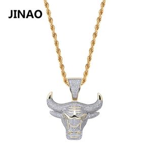 Jinao Fashion Cubic Zirkoon Iced Out Out Chain Necklace Bull Demon King Pendant Hip Hop Sieraden Verklaring Ketting Bling Gift voor Man J19071284B