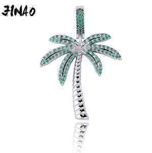 Jinao Fashion Iced Out Palm Tree Cumbic Zircon Pendant Collier Gold Silver Colond Hip Hop Bijoux Hip Hop For Men Women Gift 201013361134