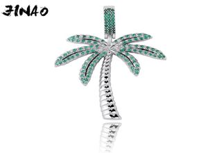 JINAO mode glacé palmier cubique Zircon pendentif collier or argent couleur plaqué Hip Hop bijoux pour hommes femmes cadeau 2010131423081