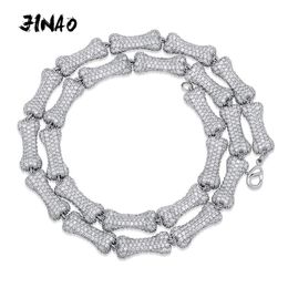JINAO nouveau haute qualité ruban couleur 9mm AAA zircon cubique collier glacé Zircon os chaîne collier pour hommes bijoux cadeau X0509