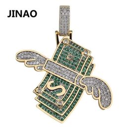 JINAO nouvel argent cubique Zircon glacé chaîne volant argent Hip Hop bijoux pendentif collier colliers pour homme femmes cadeaux 201013217P