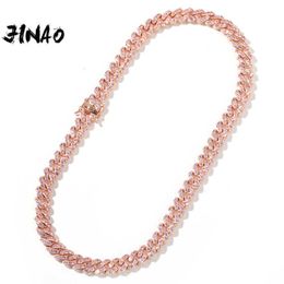 Jinao dames rose goud metalen nek ras ketting, 9mm, met AAA + rose kubieke zirkonium stenen ketting Q0809